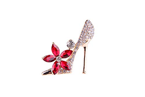 Elegant Gold Plated Cubic Austrian Crystal High-Heel Shoe Brooch Pin - Fashion Jewelry Gift for Women | Perfect for Weddings, Parties & Special Occasions