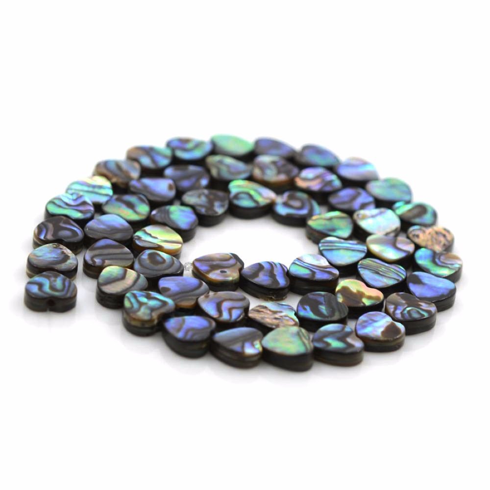 Natural 8mm Abalone Shell Flat Heart Beads Strand - 16 Inch DIY Jewelry Making Supplies for Necklaces, Bracelets & Craft Projects - Perfect for Boho, Beach & Handmade Jewelry Designs
