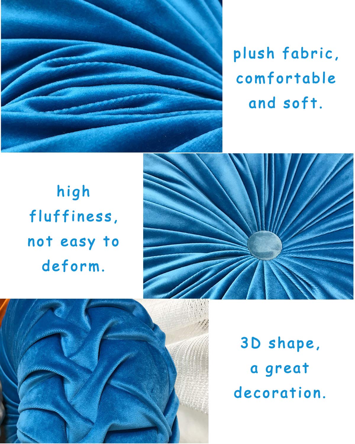 3D Pumpkin Velvet Throw Pillow - 15x15 Inch Round Decorative Cushion for Sofa, Bed, Chair & Floor - Navy Blue - Perfect for Fall Home Decor & Cozy Living Room Accents