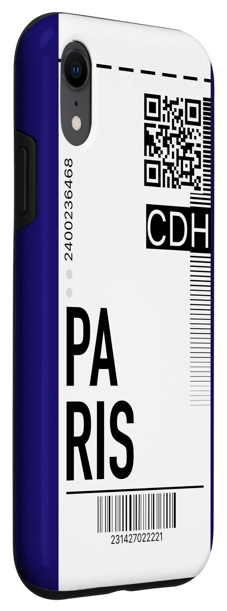 iPhone XR Paris Air Flight Ticket Phone Case - Boarding Pass Design City Navy Hard Cover for Travel & Commuting