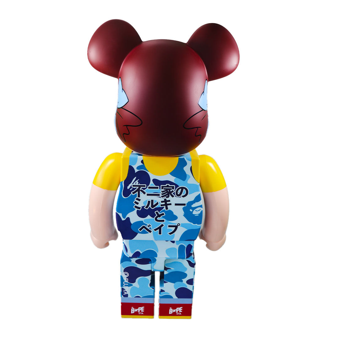 BAPE × Pekochan Bearbrick 1000% Collectible Figure (Blue) - Limited Edition Japanese Vinyl Art Toy for Display & Investment
