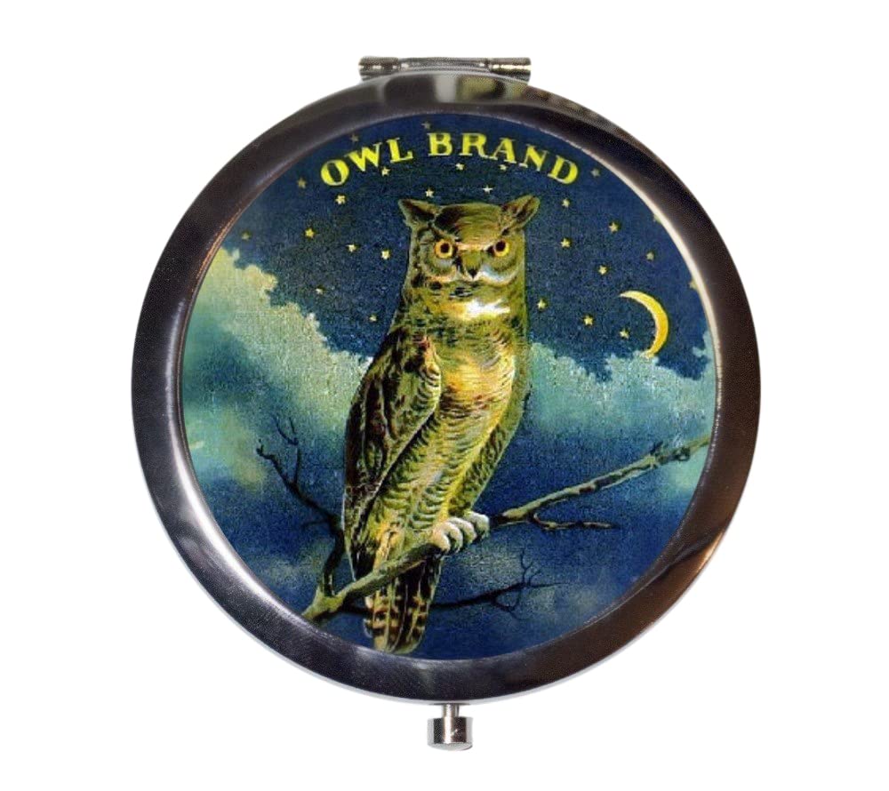 Owl Brand Victorian Bird Compact Mirror - Portable Makeup Mirror for Cosmetics, Travel & Touch-Ups | Vintage Style Pocket Mirror for Purse, Handbag & Everyday Use