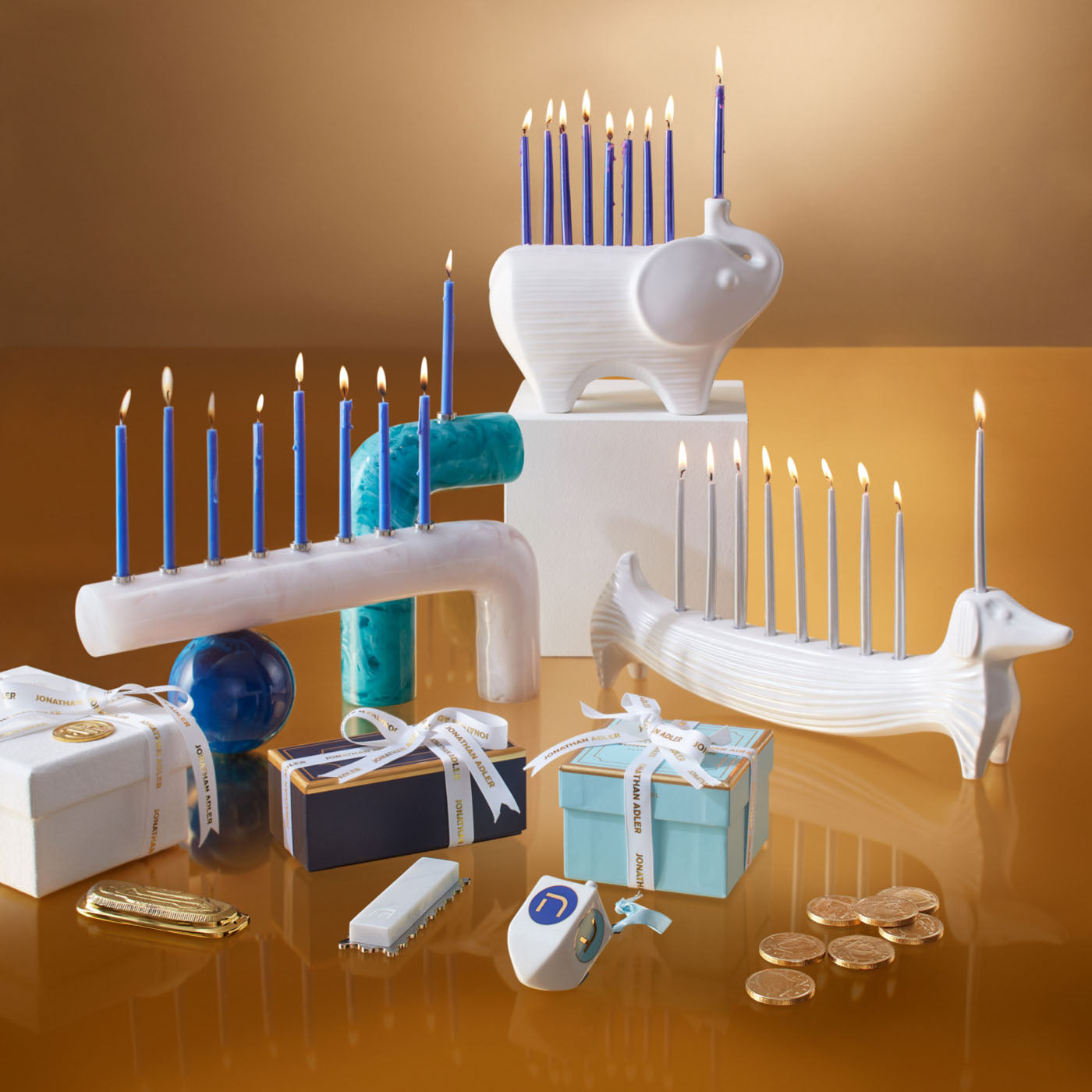 Mustique Menorah - Elegant Hanukkah Candle Holder for Jewish Holiday Decor, Home & Synagogue Celebration