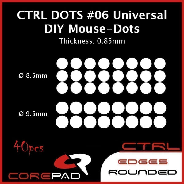 Corepad Skatez CTRL Mouse Feet #06 Universal DIY Dots - Premium Mouse Glides for Gaming & Productivity - Smooth Tracking for FPS, MOBA & Office Use
