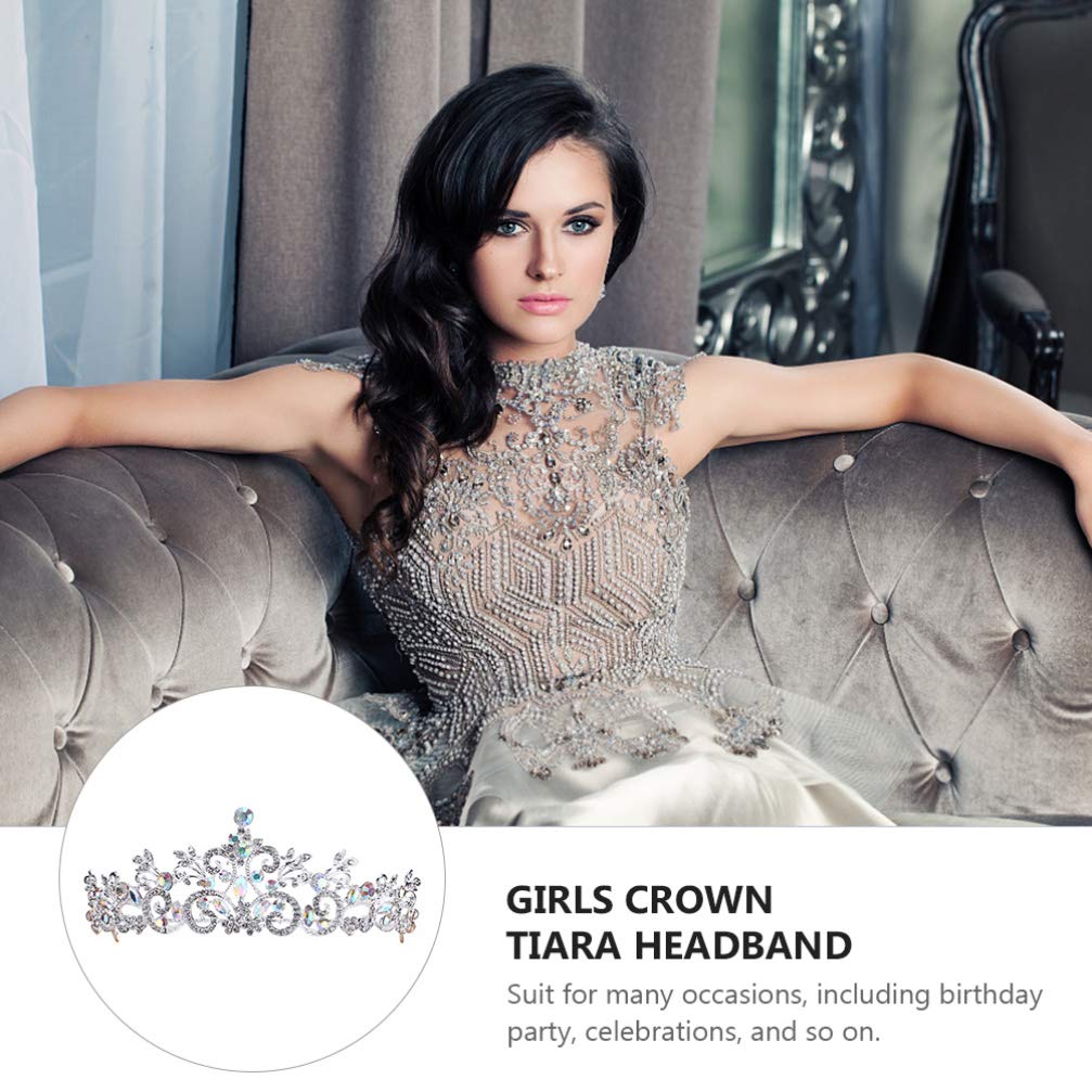 Silver Rhinestone Prom Crown for Girls - Elegant Metal Bridal Tiara & Kids Shiny Headpiece - Perfect for Weddings, Photo Shoots, Pageants & Dress-Up Play