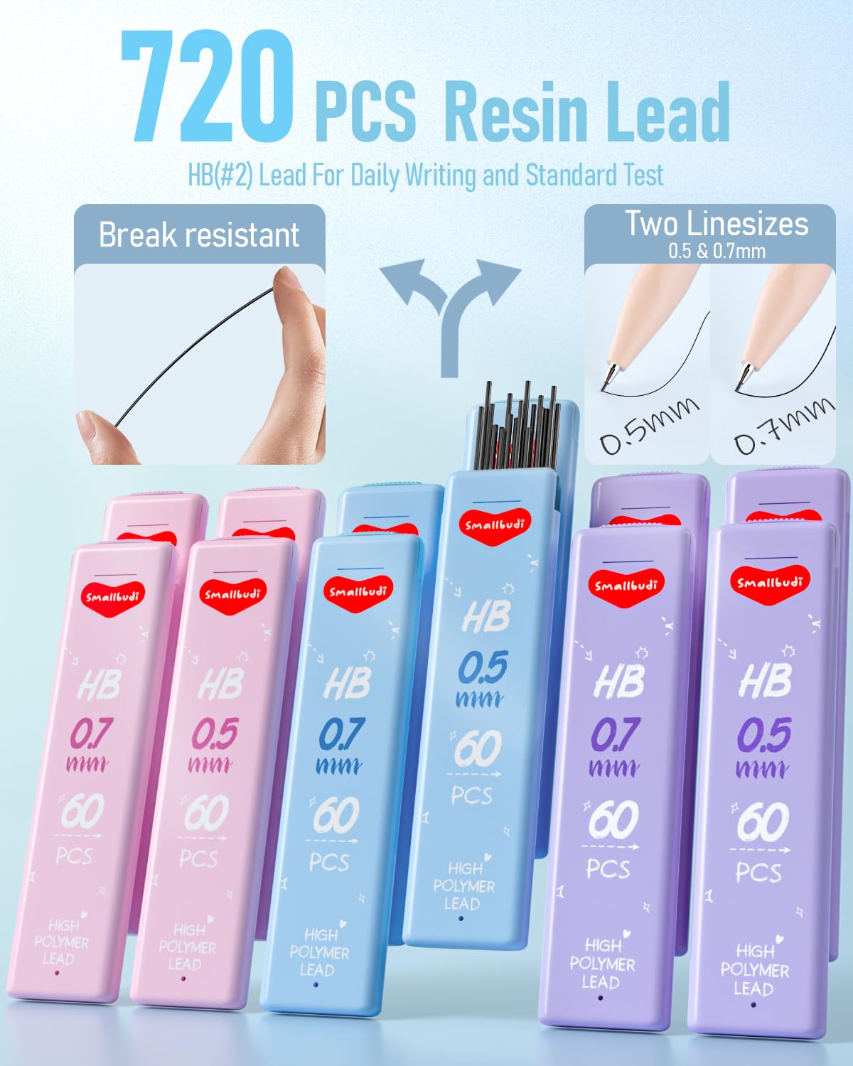 12-Piece 0.5mm & 0.7mm Mechanical Pencil Set with Case - Pastel Colored Drafting Pencils Includes 720 HB Lead Refills & 3 Erasers - Perfect for School, Office, Art Sketching & Technical Drawing