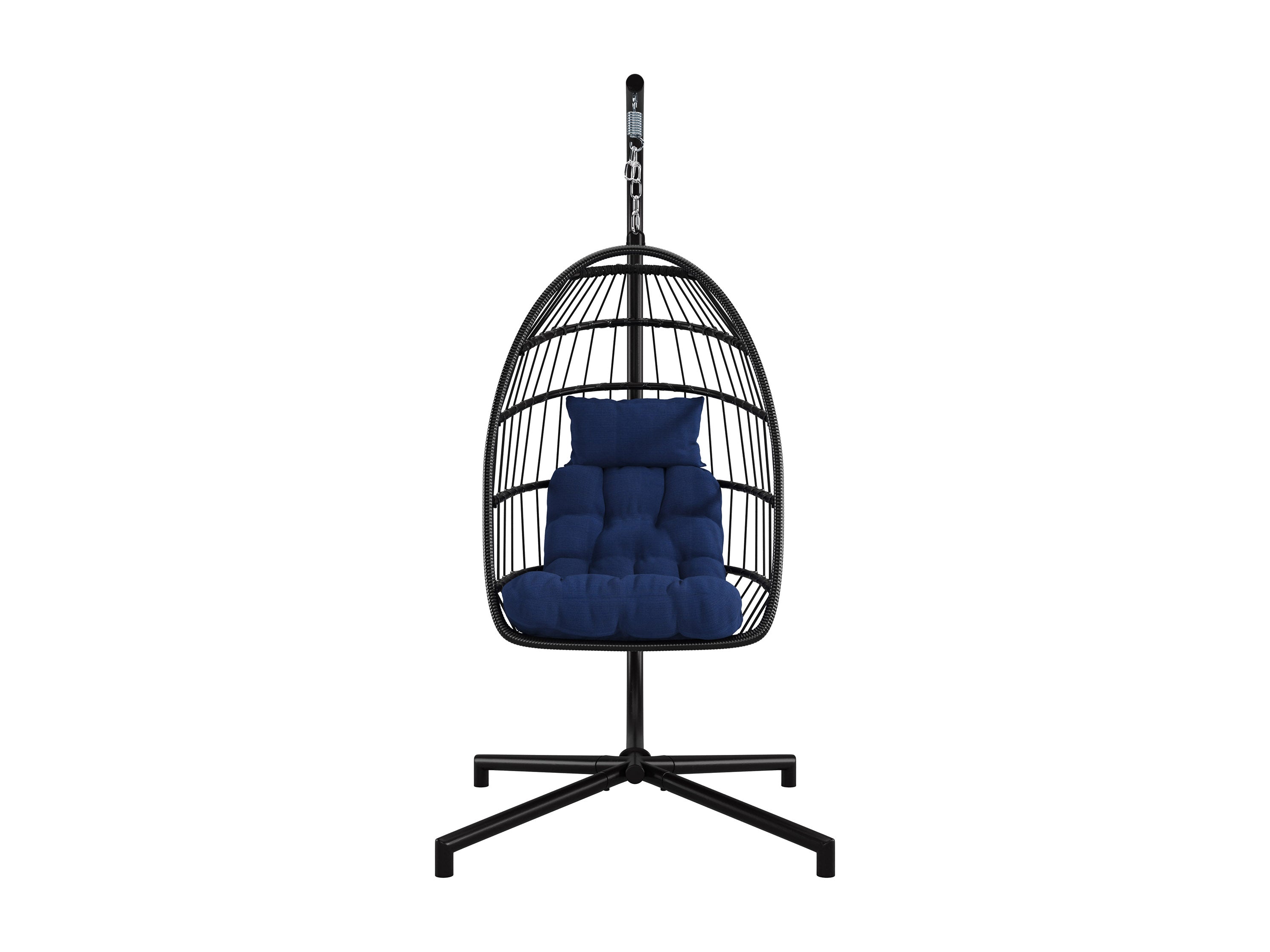 Blue Hanging Egg Chair for Outdoor & Indoor Use - Comfortable Swing Chair for Patio, Garden, Balcony, and Living Room