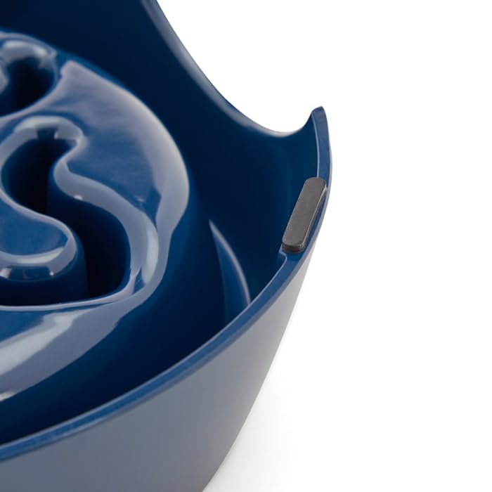 EveryYay Slow Feeder Dog Bowl - Small, Navy Blue Plastic - Perfect for Small Dogs & Fast Eaters - Prevent Bloat & Improve Digestion - Ideal for Mealtime & Training
