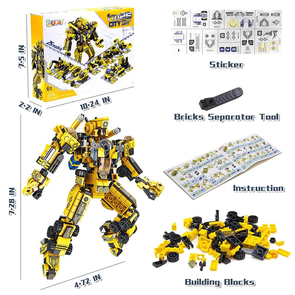 STEM Robot Building Kit for Kids Ages 6-11 - 573pcs Engineering Construction Toy with Vehicles, Educational Science Gift for Boys & Girls - Perfect for School Projects, Birthday Gifts & Creative Play