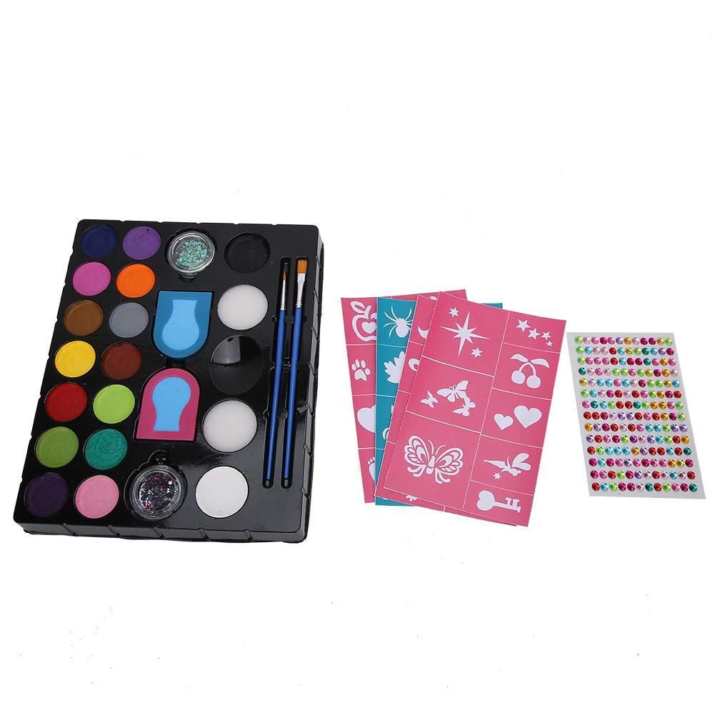 Professional Face & Body Paint Kit - Non-Toxic Pigments, Glitter Powder & Brushes for Kids & Adults - DIY Halloween, Cosplay & Party Makeup Set