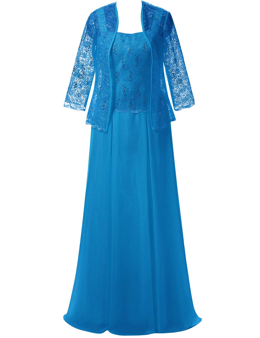 Elegant Plus Size 20W Blue Chiffon Lace Mother of The Bride Dress with Jacket - Formal Wedding Guest Gown for Women - Perfect for Weddings, Galas & Special Occasions