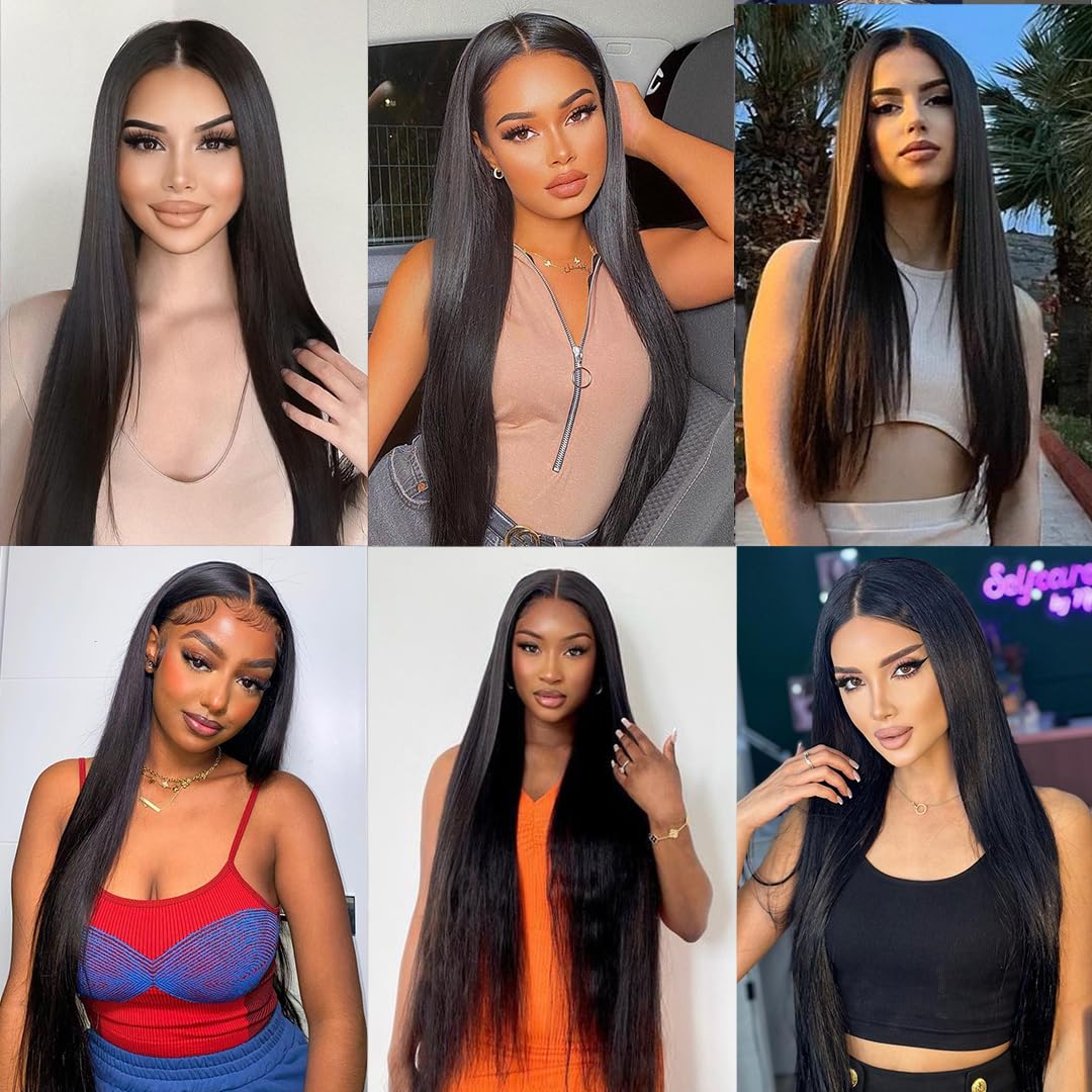 Vanlov 100% Unprocessed Brazilian Remy Human Hair Extensions - 18/20/22/24 Inch Straight Virgin Hair Bundles with Natural Wave & Double Weft for Black Women | Perfect for Daily Styling, Special Occasions & Salon Use