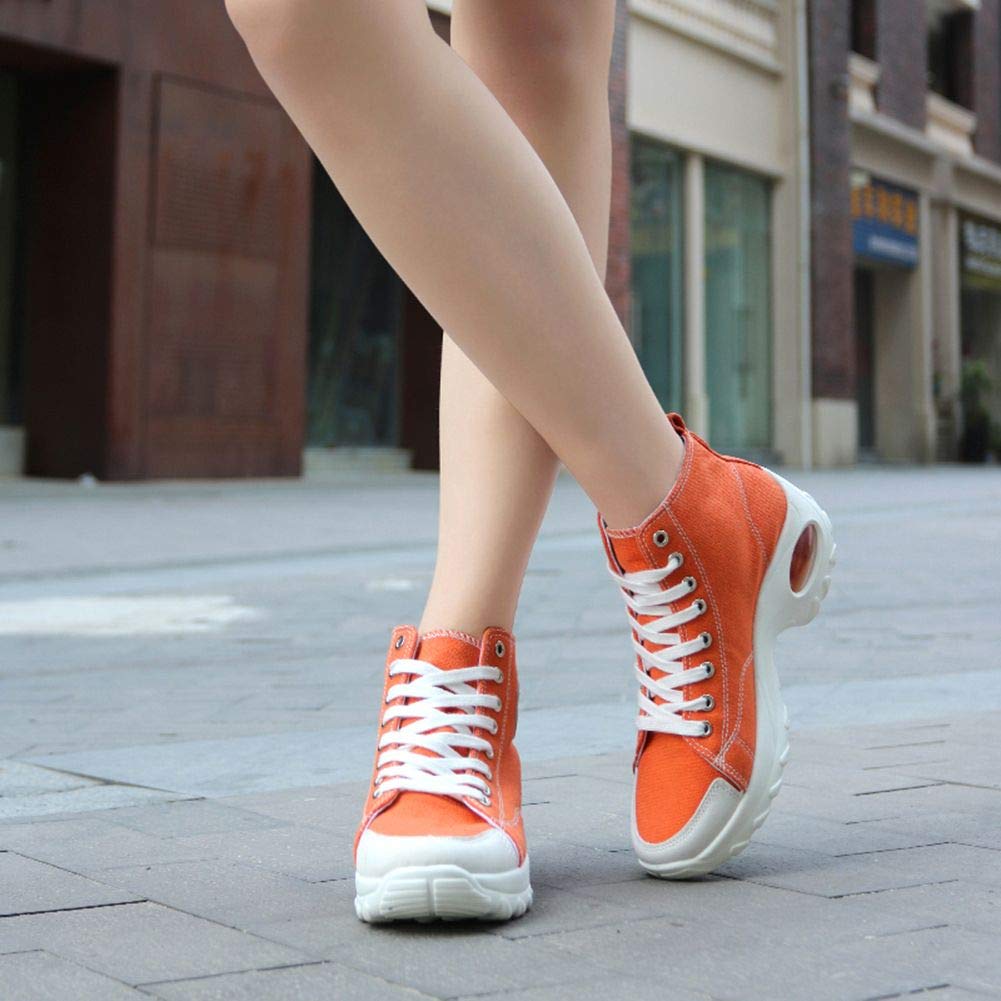 Women's High Top Canvas Sneakers with Air Cushion & Heightened Sole - Comfortable Casual Fashion Shoes for Walking, Running & Everyday Wear