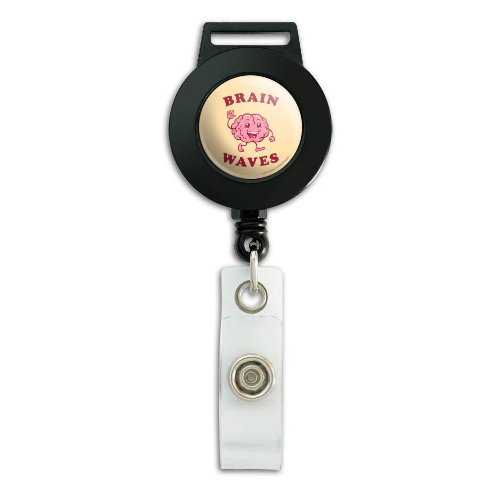 Funny Brain Waves Design Retractable Lanyard with ID Badge Holder - Perfect for Office, Conventions & Work Events