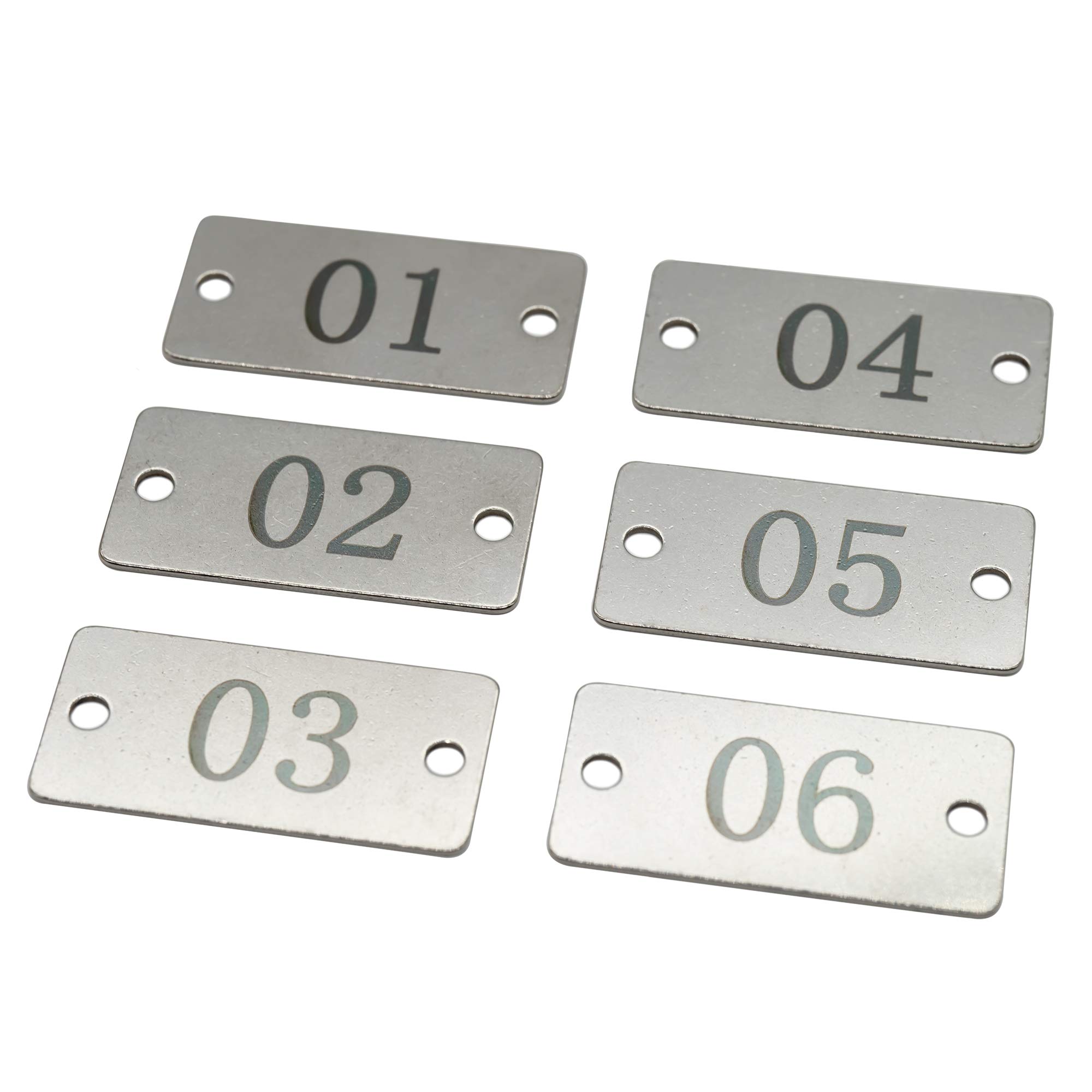 StayMax 1-25 Stainless Steel Rectangle Numbered Tags with Two Holes - Durable Metal ID Tags for Pets, Livestock, Gardening & Organization