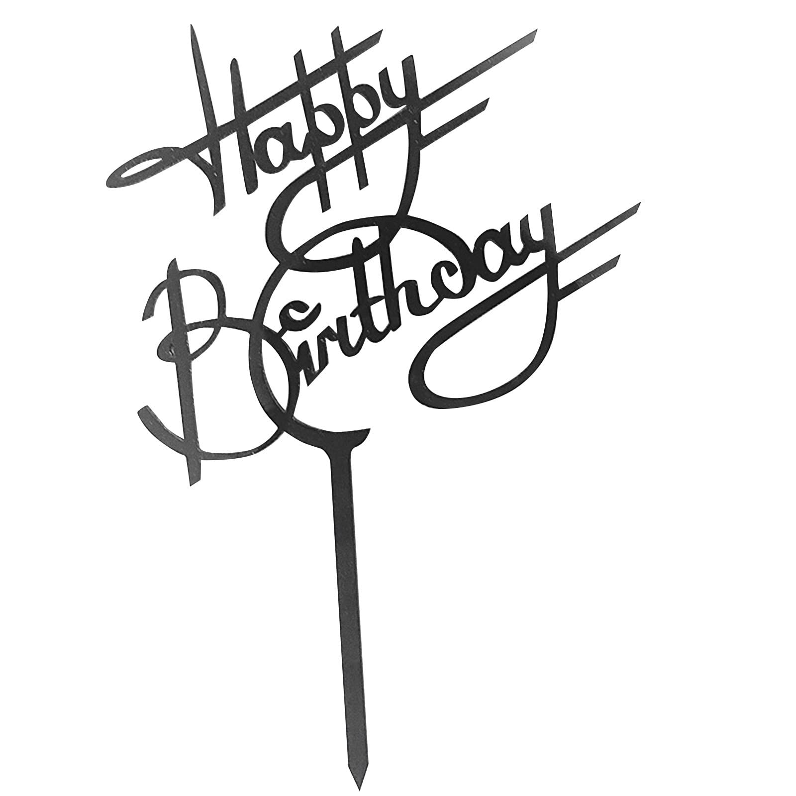 Creative Happy Birthday Cake Topper - Pink & Black Acrylic Cake Decoration for DIY 30th Birthday Party, Anniversary, Wedding & Home Decor