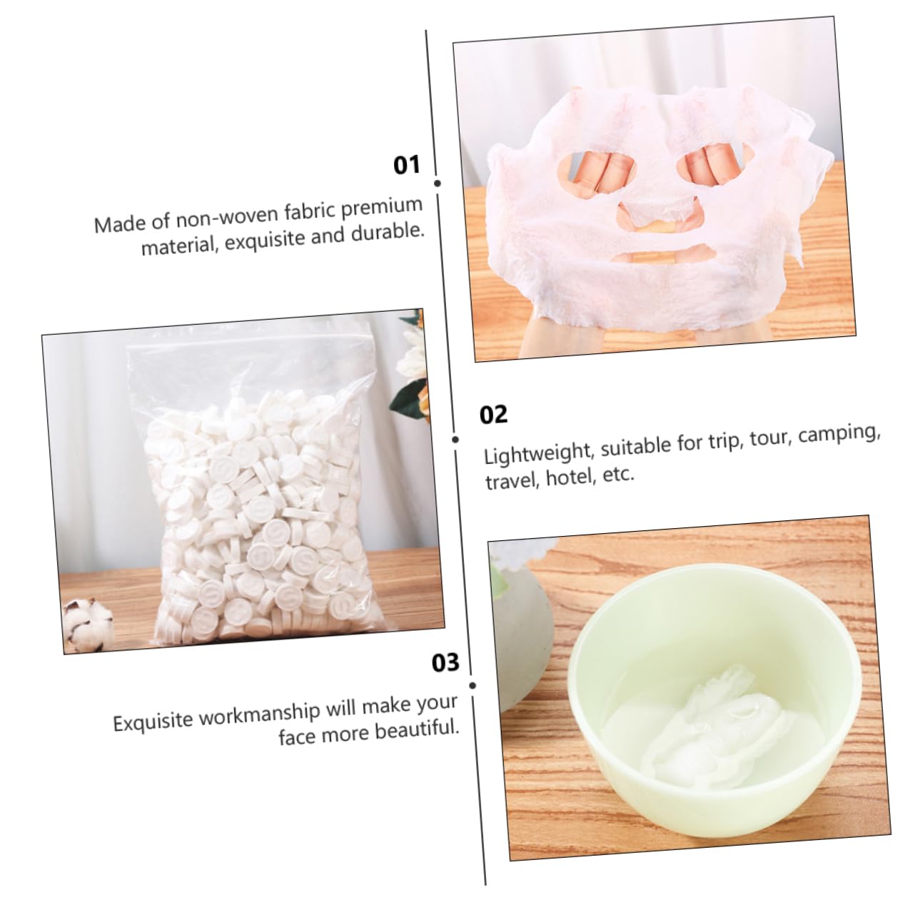 Compressed Facial Mask Paper 500pcs - DIY Face Care for Women, Skin Care & Makeup Removal - Spa & Travel Use