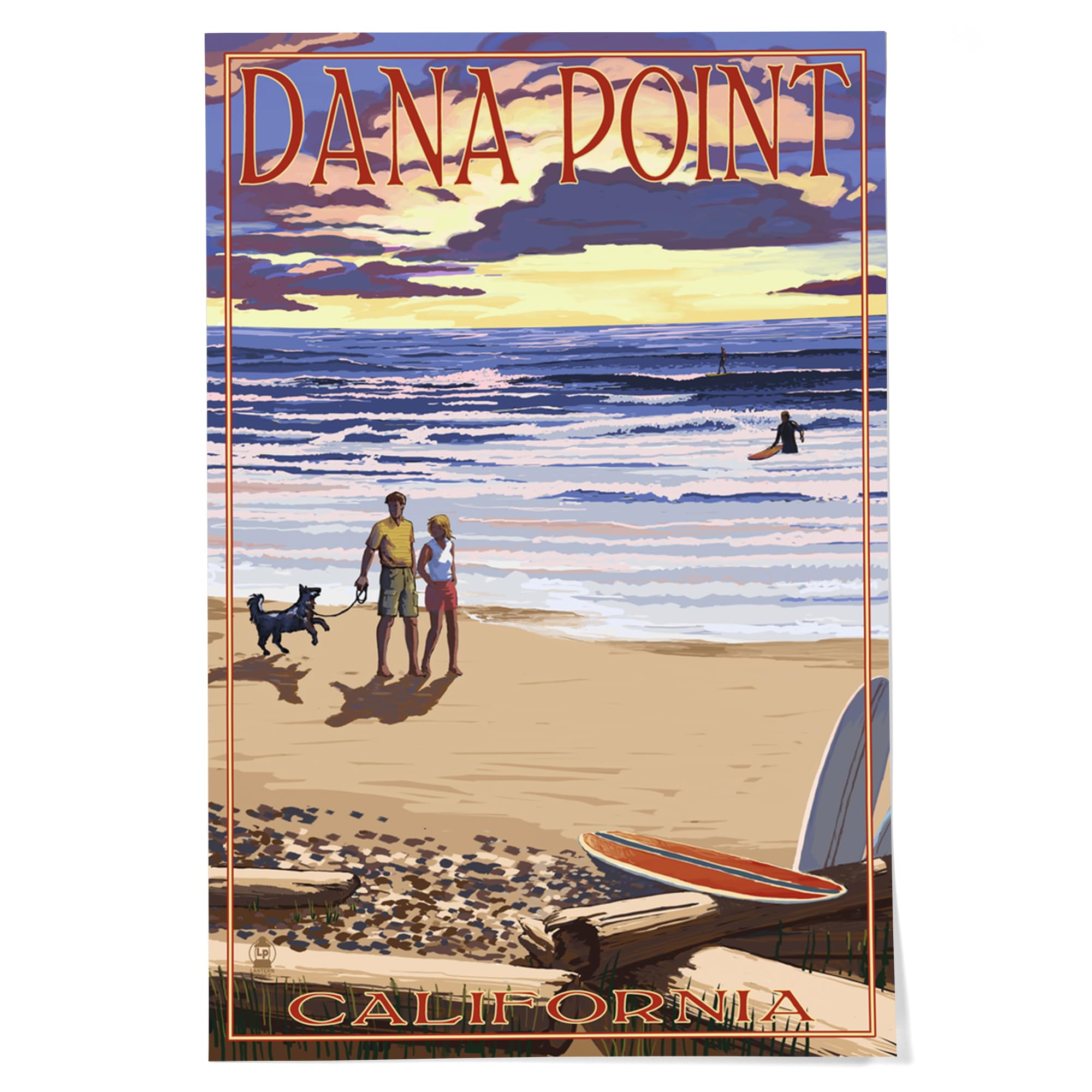 Lantern Press 24x36 Inch Giclee Art Print - Dana Point California Sunset Beach Wall Decor | Coastal Home & Office Decor for Living Room, Bedroom