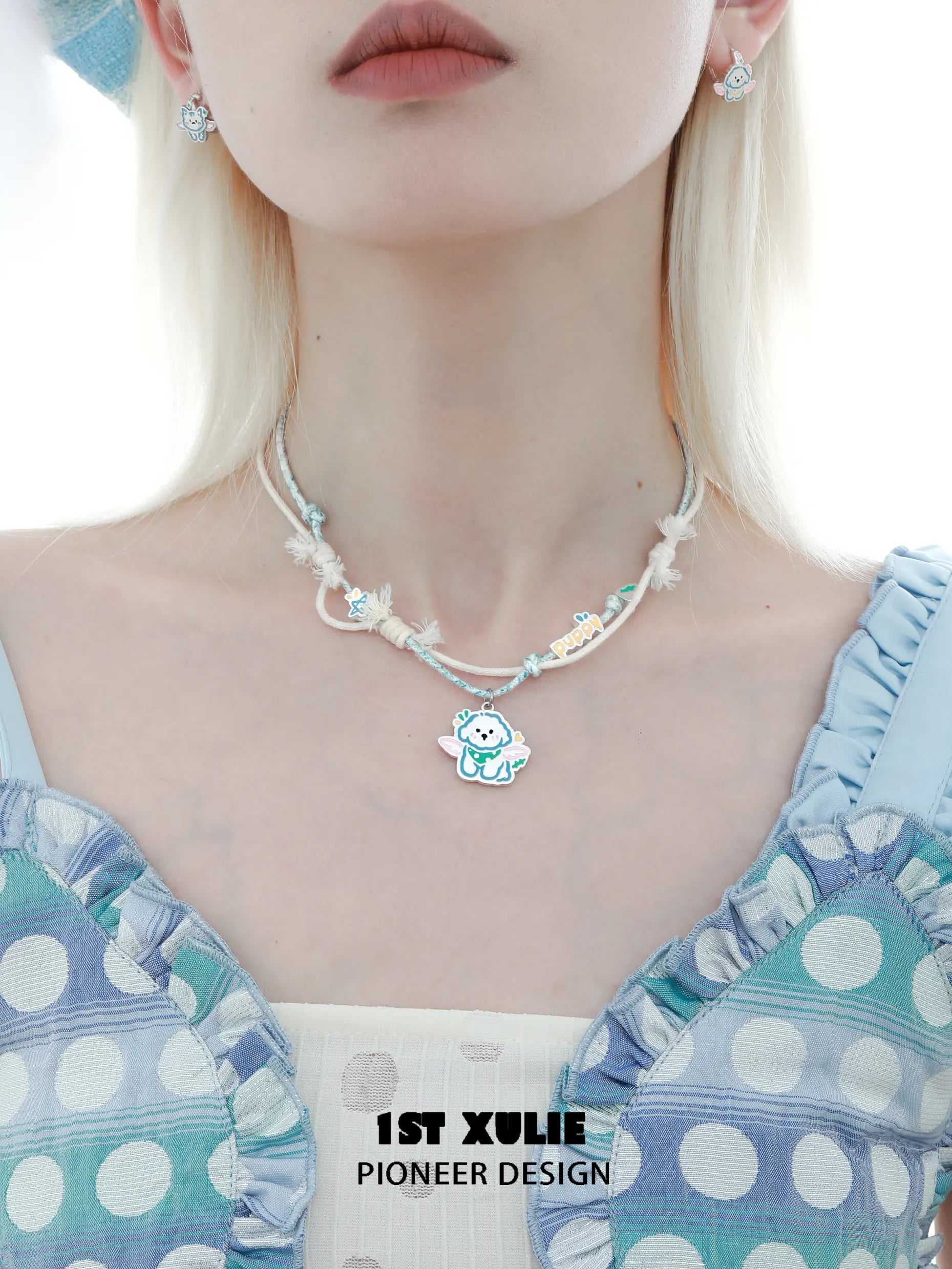 Angel Cuties 18k Gold Plated Hand-Painted Colorful Resin Kitten & Puppy Necklace - Perfect Gift for Pet Lovers & Fashion Jewelry Enthusiasts