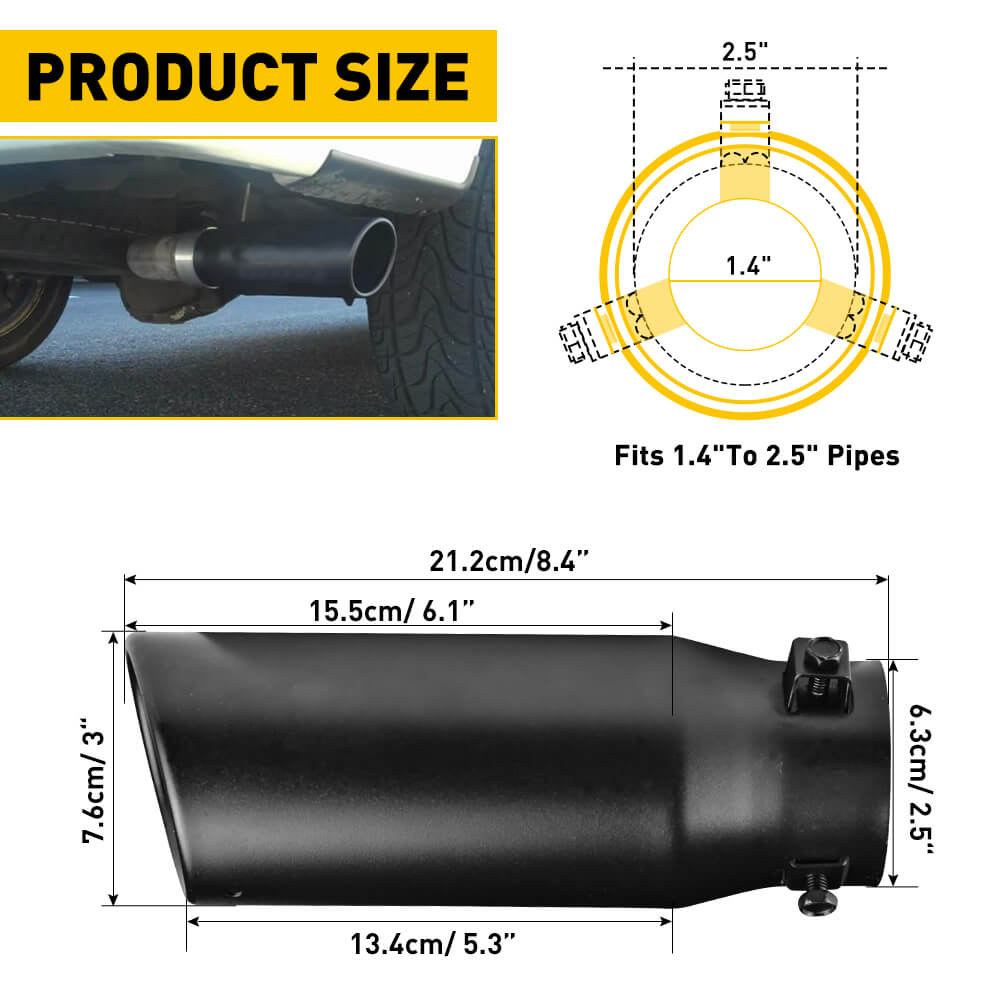 Stainless Steel Round Car Rear Muffler Tip Exhaust Pipe - Straight Pipe Accessories for Enhanced Vehicle Performance & Style | Perfect for Sedans, SUVs, and Trucks