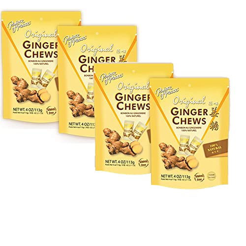 Z. Emma Original Flavor Ginger Chews Candy 4oz (4-Pack) - Natural, Sweet & Spicy Chewy Ginger Candy for Morning Sickness & Nausea Relief - Perfect for Pregnancy, Travel & Digestive Comfort