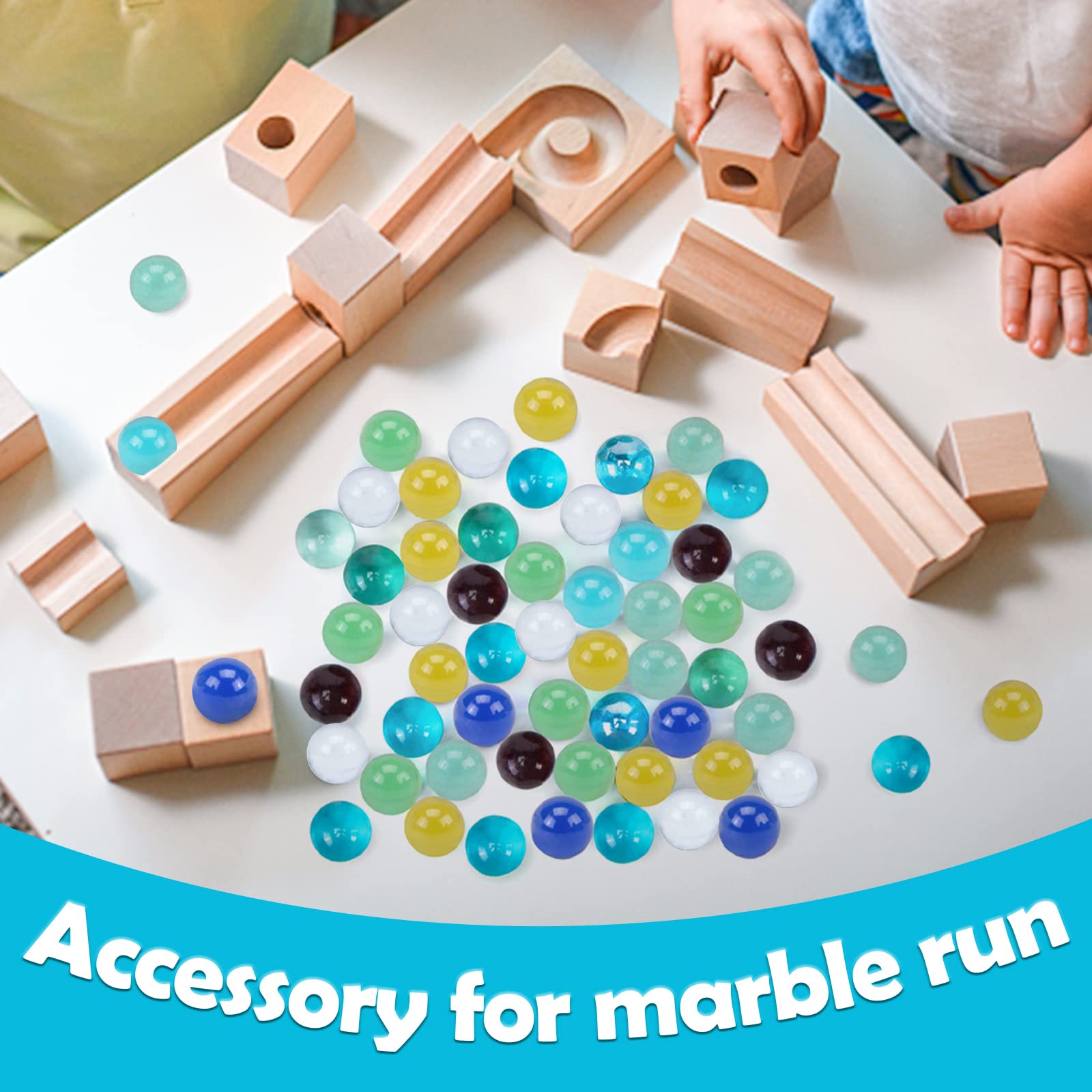 POPLAY 200PCS Bulk Marbles for Kids - Glass Marble Set for Marble Run Games, DIY Crafts, Sensory Play & Educational STEM Toys (Multicolor)