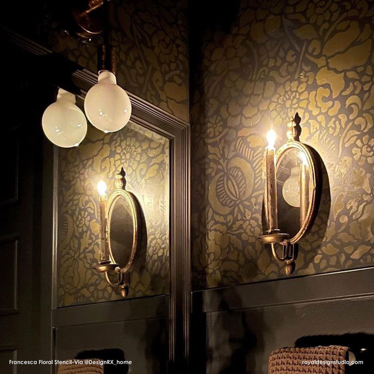 Francesca Floral Damask Wall Stencil - Reusable DIY Painting Template for Home Decor, Bedroom & Nursery Wall Art - Perfect for Accent Walls, Furniture Upcycling and Creative Projects