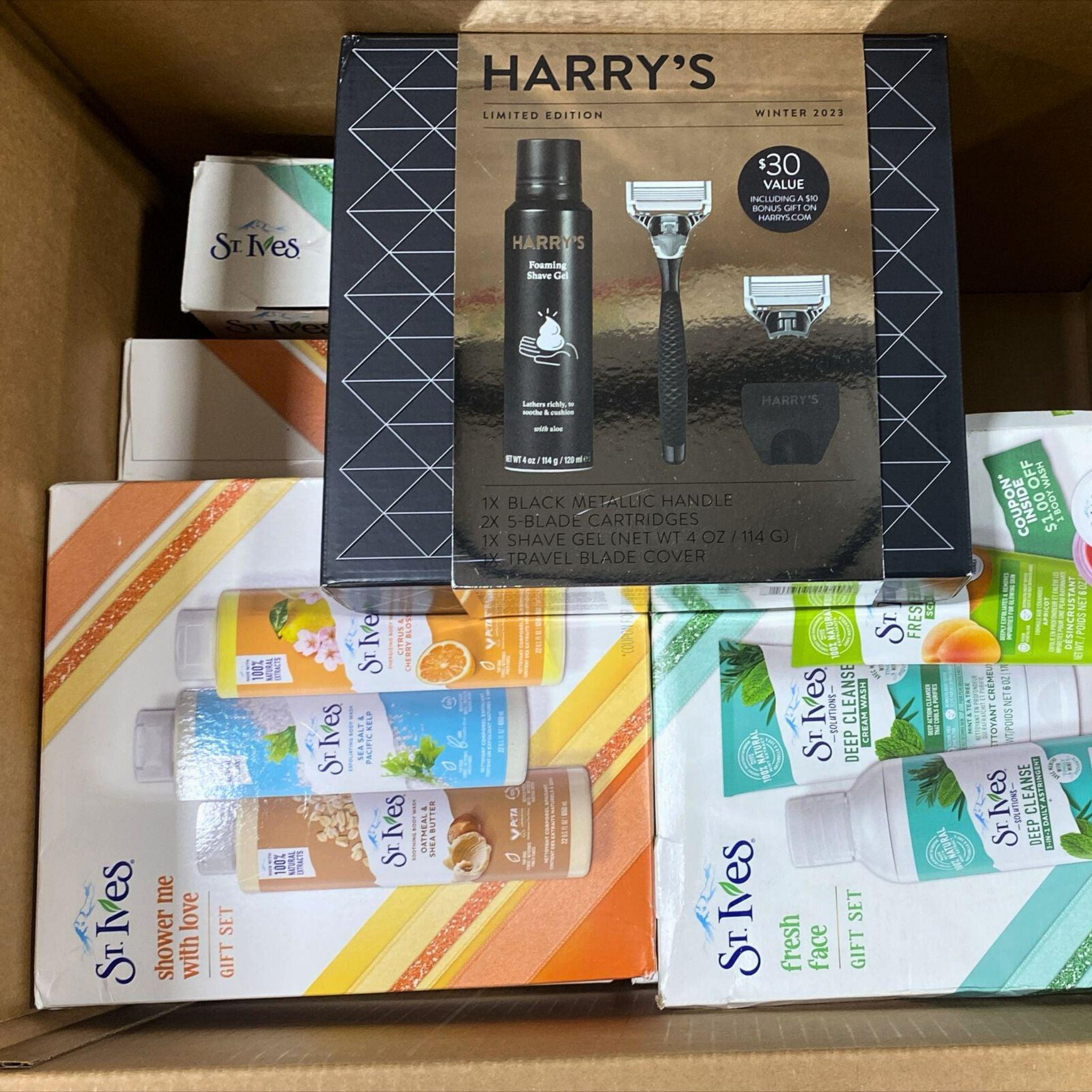 St Ives Fresh Face & Shower Me with Love Gift Set + Harry's Shave Set Assorted Mix (24 Pcs) - Perfect for Valentine's Day Gifts, Birthday Presents & Self-Care Essentials