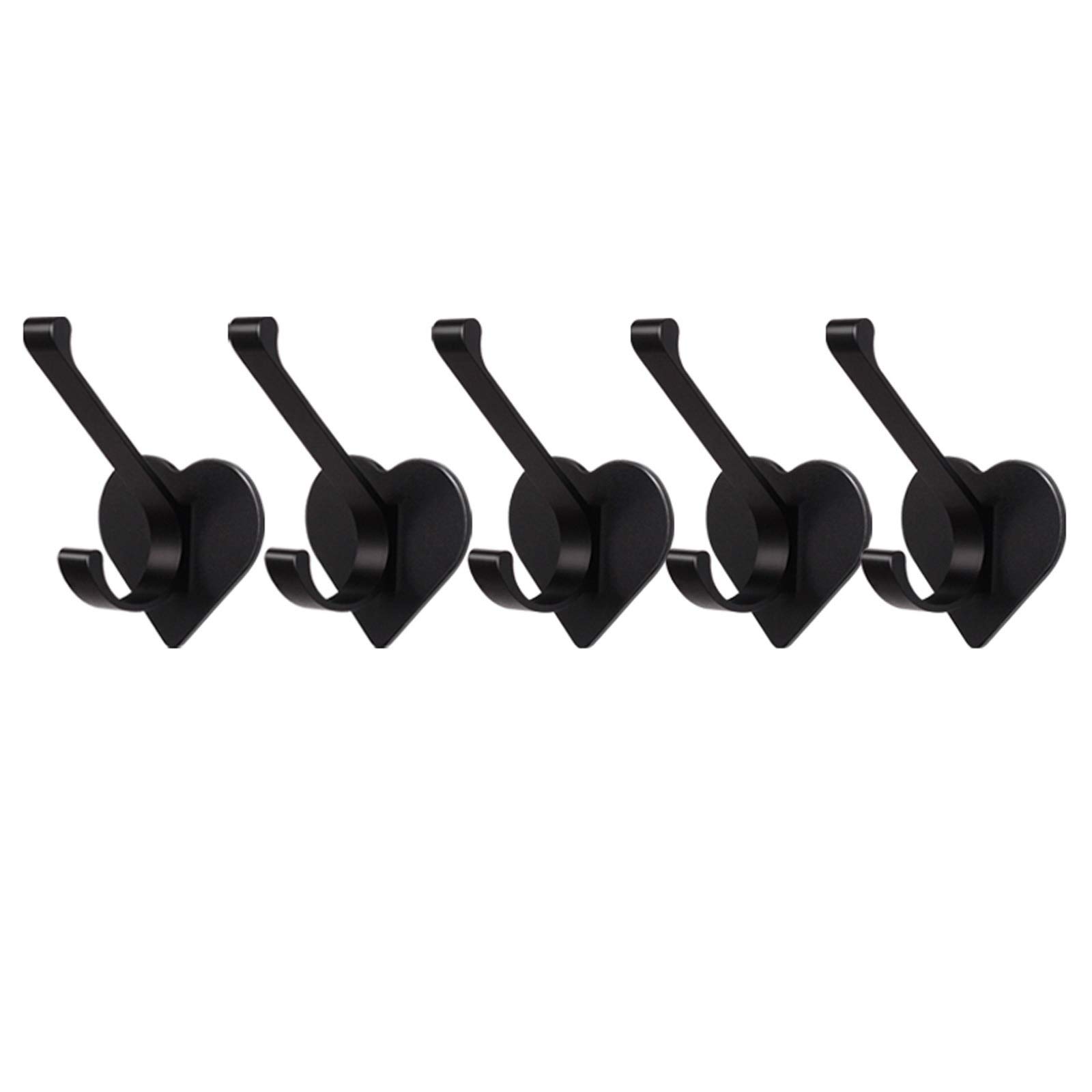 ROSG Wall Mounted Coat Hooks - Black Aluminum Heart-Shaped Phoenix Tail Hook for Hats, Coats & Clothing - No Drill Space Saving Solution for Bedroom, Entryway & Closet Organization