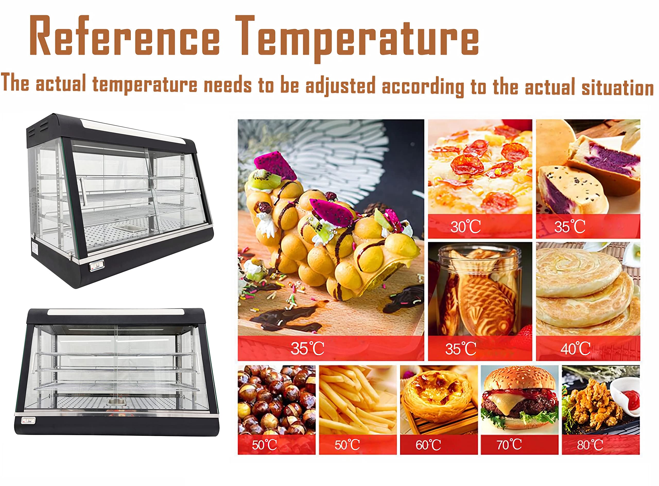 INTSUPERMAI Commercial Food Warmer - 3-Tier Countertop Pizza & Pastry Display Case, 35.43