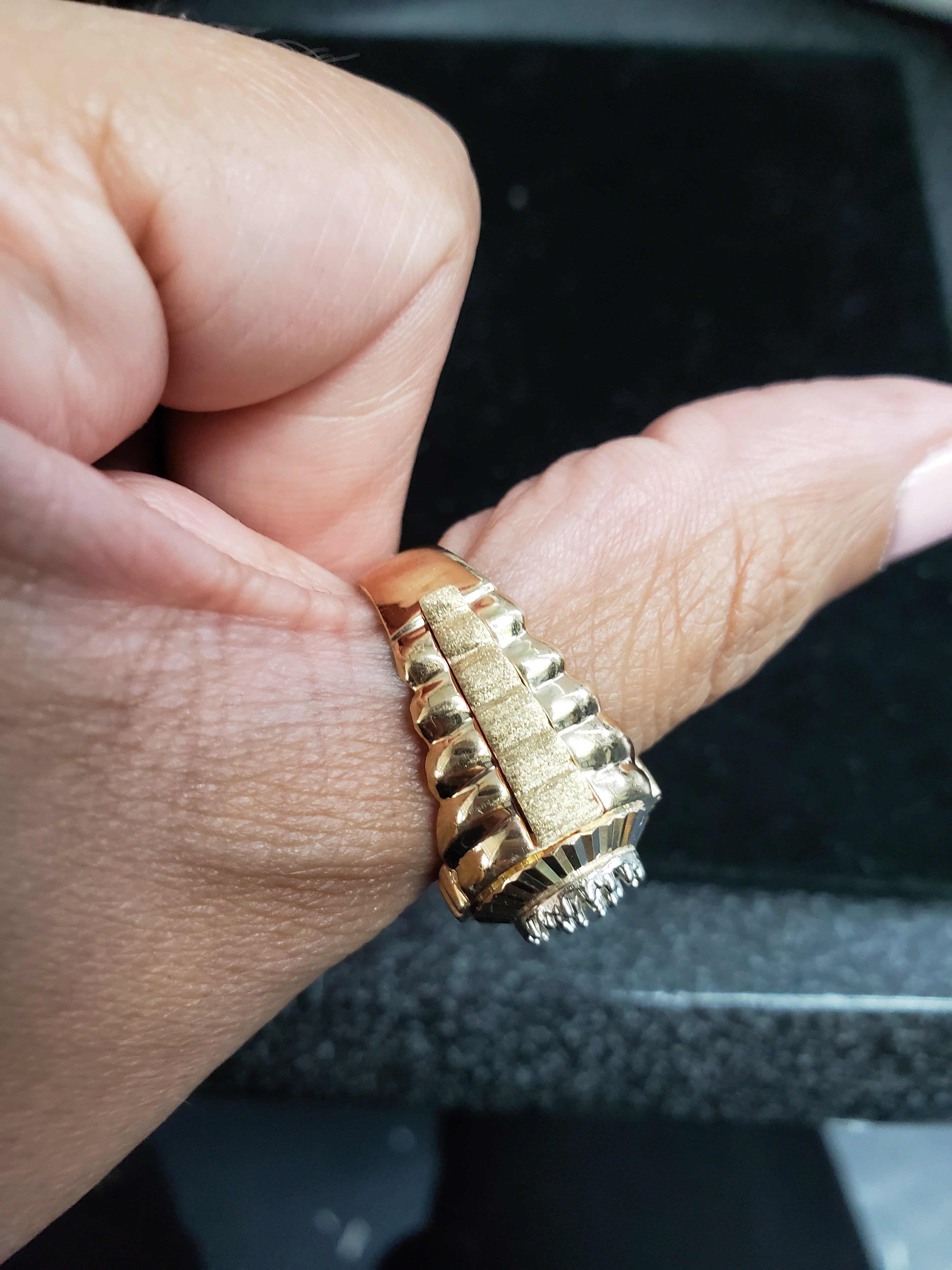Luxury Diamond Rolex Presidential Style Ring with Fluted Bezel - 18K Gold Plated Men's Jewelry for Weddings, Parties & Special Occasions