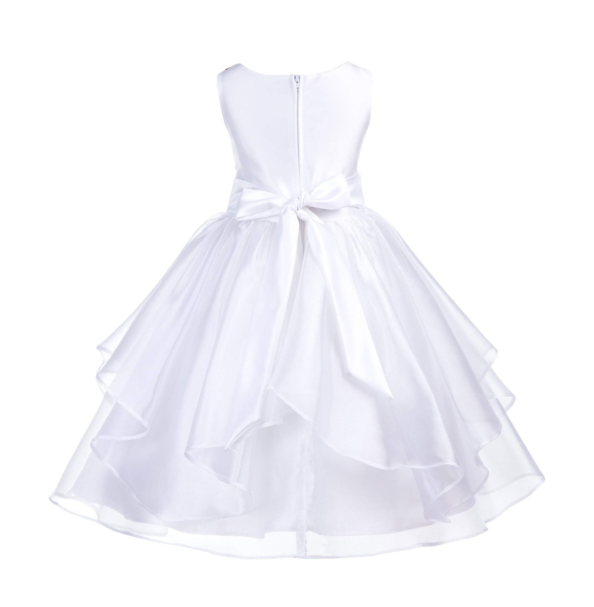ekidsbridal Asymmetrical Ruffled Organza Sequin Flower Girl Dress for Toddlers - Perfect for Weddings, Pageants & Special Occasions