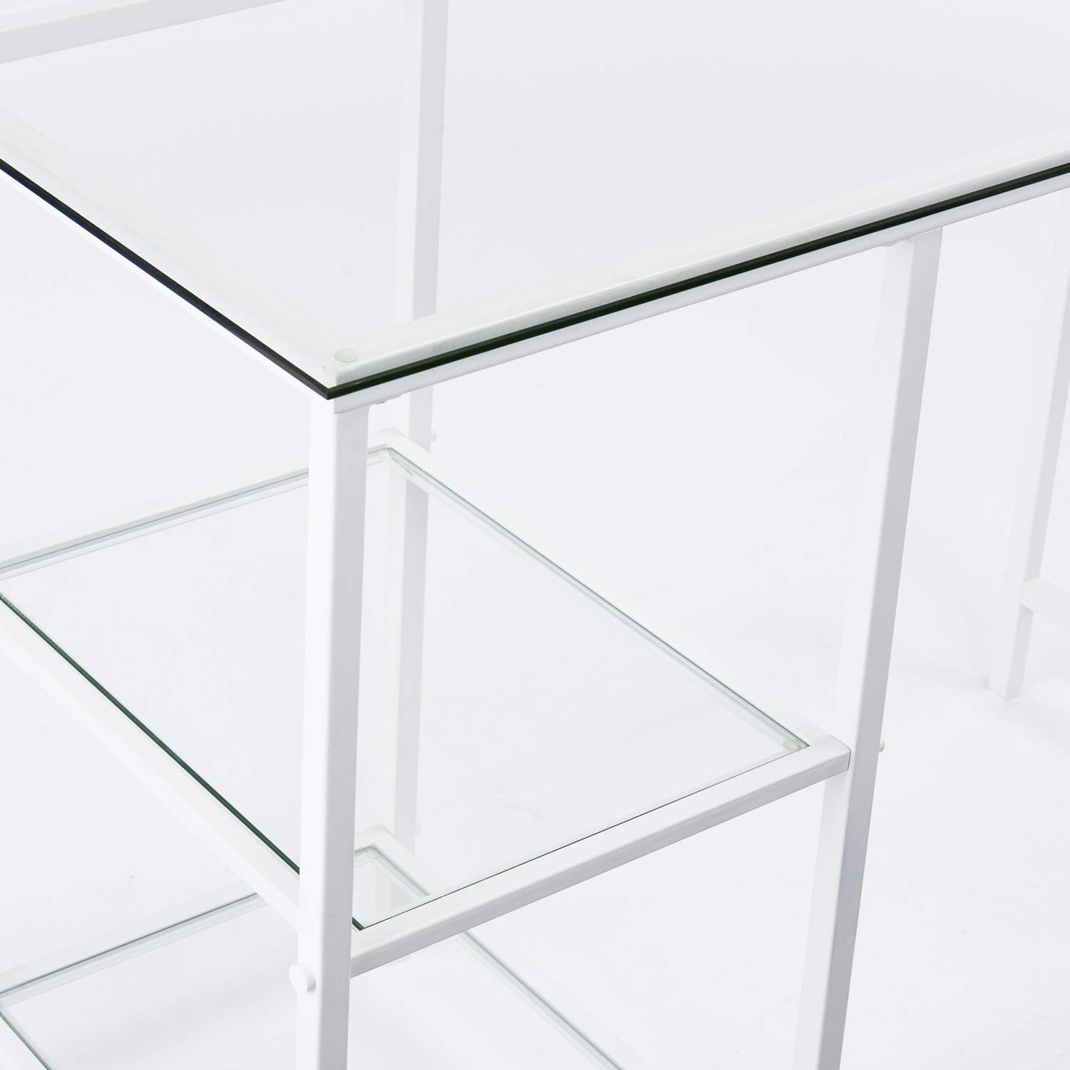 SEI Furniture Layton Metal and Glass Student Desk - White Study Desk for Home Office, Dorm Room, or Small Spaces
