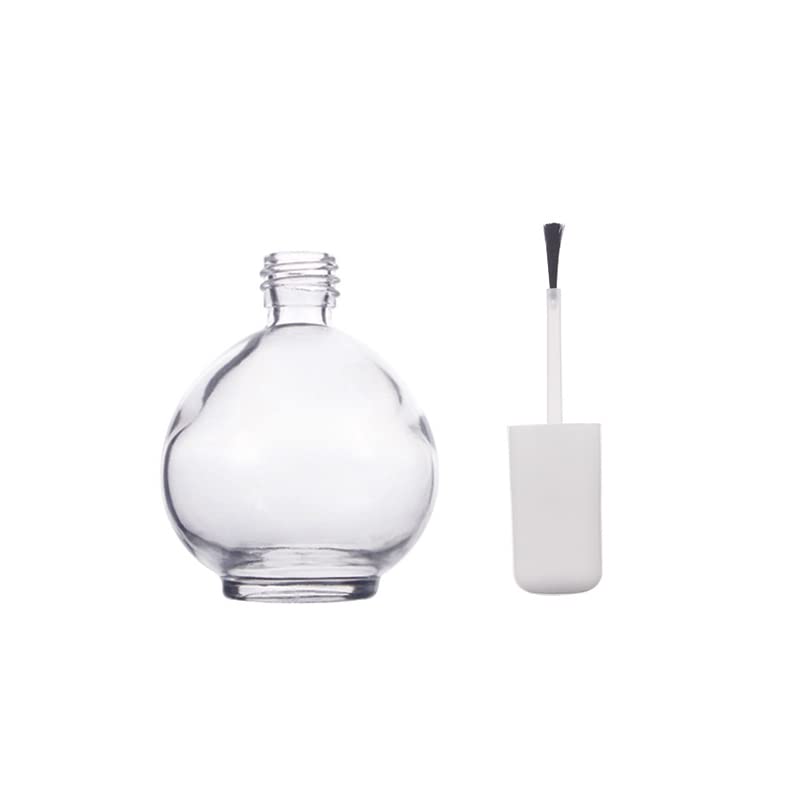1 Piece Large Capacity 75ml (2.5oz) Empty Nail Polish Bottles with Brush - Spherical Clear Glass Refillable Containers for DIY Nail Art - Perfect for Salon, Home Manicure & Nail Polish Storage (White Lid)