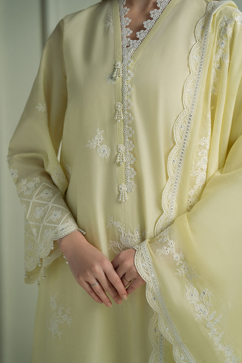 MISTY HAZE 3PC Embroidered Lawn Suit for Women - Floral Design Summer Outfit - Perfect for Weddings, Parties & Casual Wear