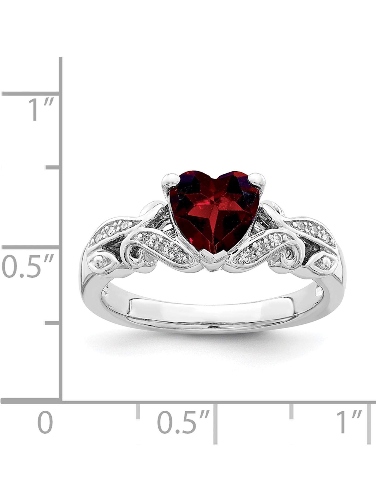 Sterling Silver Rhodium-Plated Diamond & Garnet Ring for Women - Elegant Birthstone Jewelry Gift for Anniversary, Valentine's Day & Special Occasions | Sweet Pea Jewelry Collection