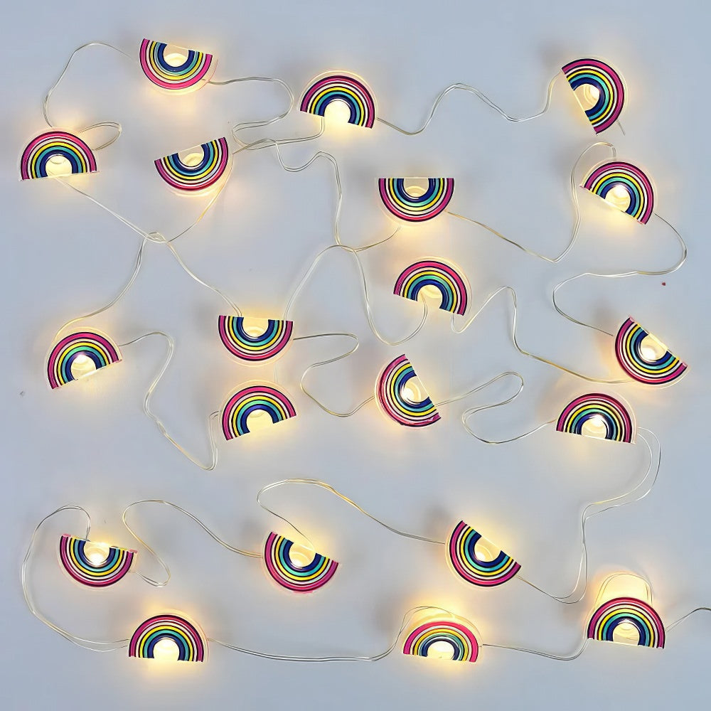 Mini Rainbow Fairy String Lights - 20 LED Battery Operated Fairy Lights for Bedroom, Wedding, Party & Outdoor Decor - Waterproof & Dimmable