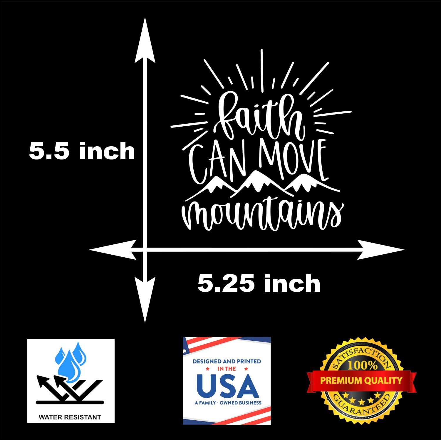 Faith Can Move Mountains Vinyl Decal Sticker - 5.5x5.5 Inch White Car Decal for Cars, Trucks, Vans, Walls & Laptops - Sunset Graphics & Decals - Perfect for Inspirational Car Decor, Office Motivation & Home Wall Art