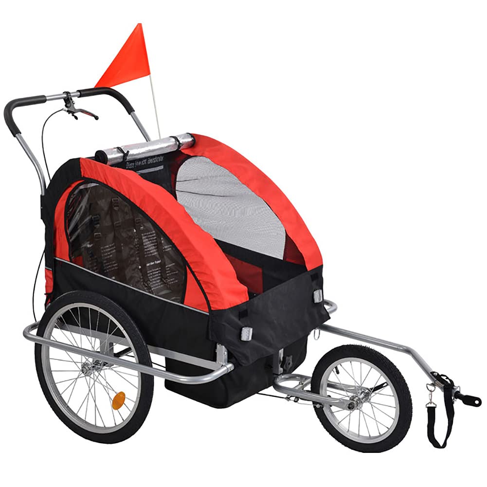 **2-in-1 Bike Trailer for Kids – Foldable 2-Seater Universal Bicycle Coupler | Convertible Cargo & Jogging Stroller – Perfect for Family Outings, Cycling Adventures & Outdoor Activities**