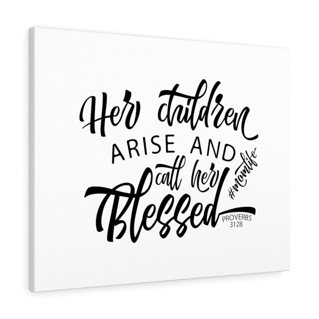 Christian Wall Art with Proverbs 31:28 Bible Verse - 'Her Children Arise and Call Her Blessed' - Inspirational Scripture Print for Home Decor, Perfect Gift for Mother's Day, Baptism & Christian Family
