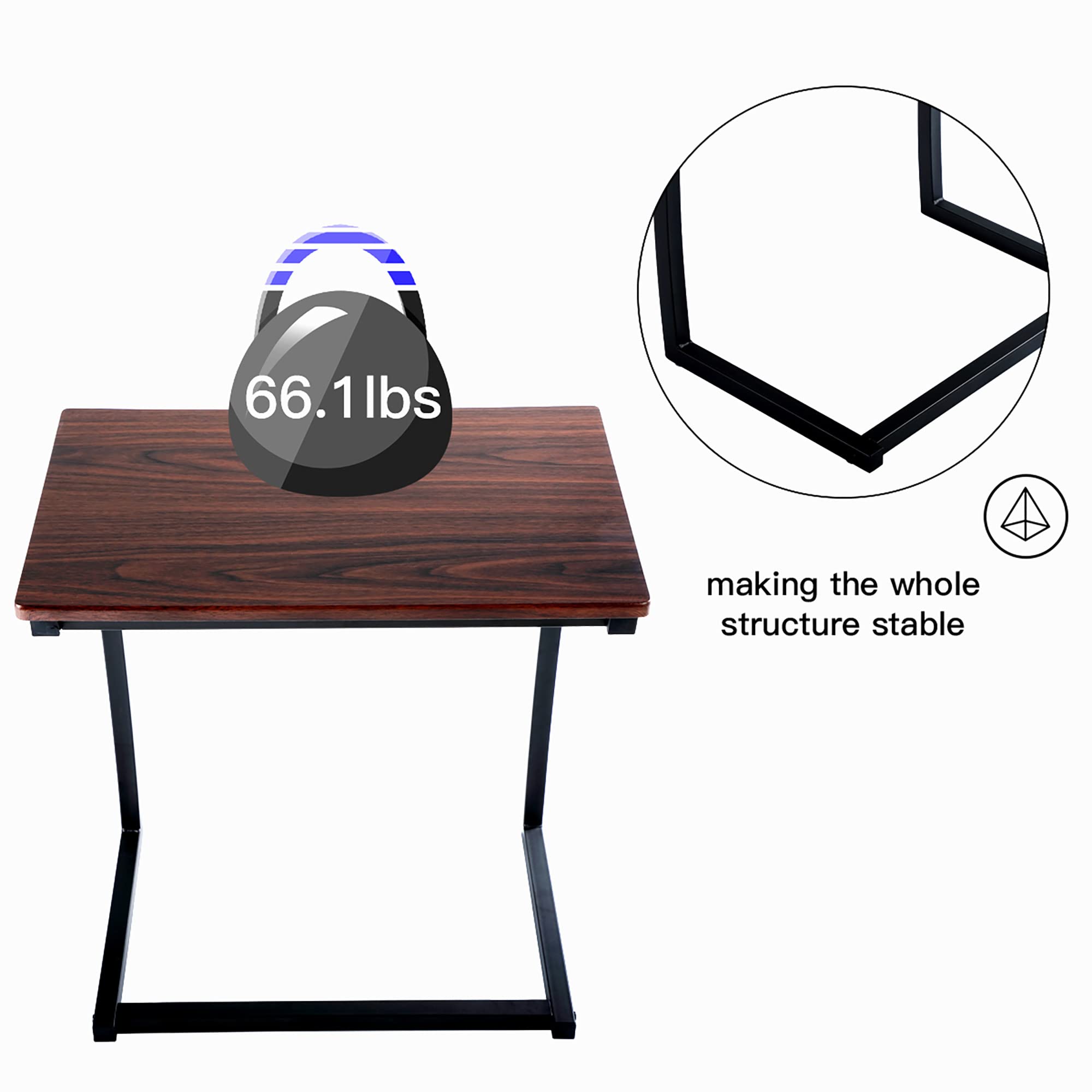 JAXPETY C-Shape TV Tray Table - Compact Desk for Living Room & Bedroom Use
