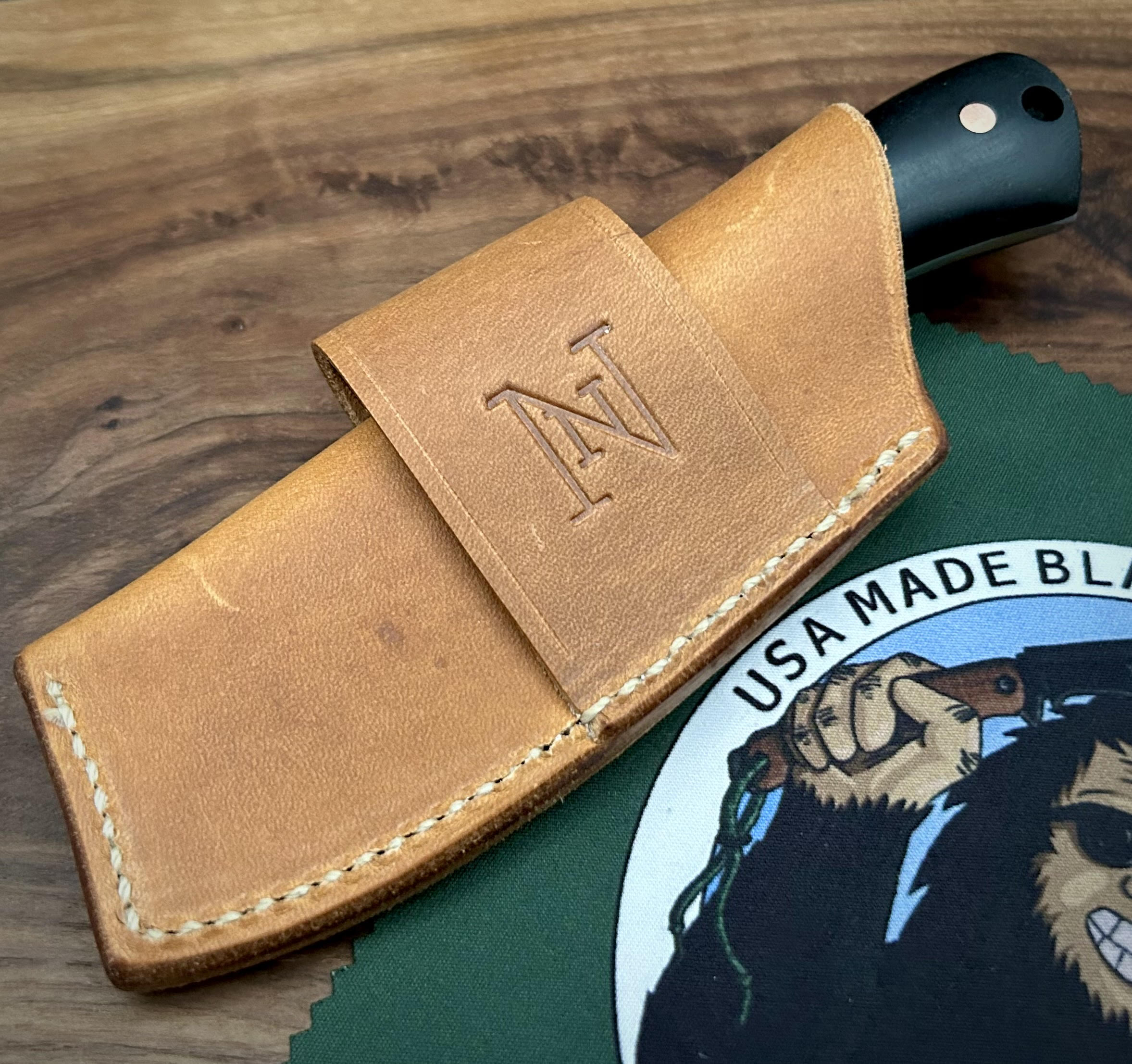 Nicholas Nichols Mini Cleaver Knife - Black Micarta Handle with Copper Pins, Nitro V Steel Blade - Perfect for Camping, Bushcraft & Outdoor Survival