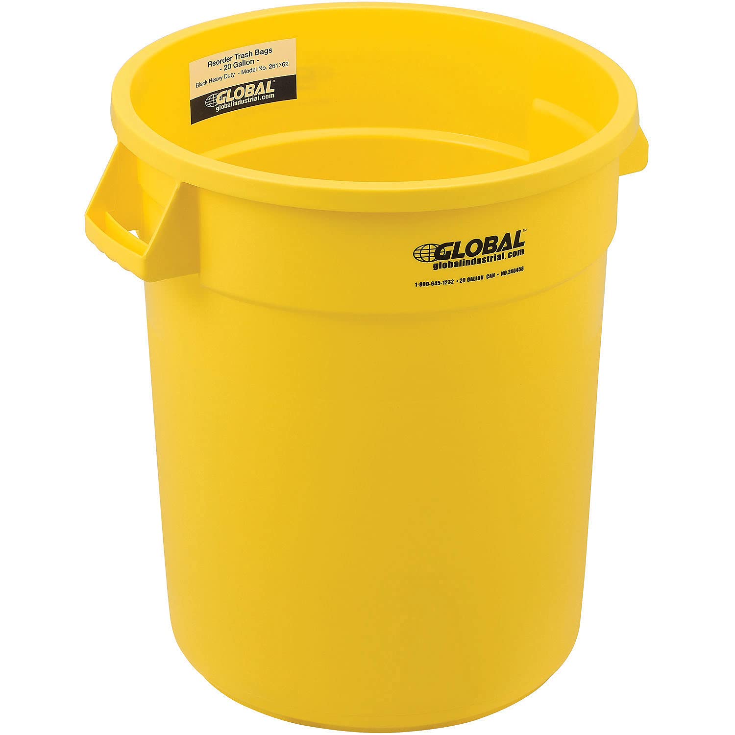 20 Gallon Yellow Plastic Trash Can with Lid - Heavy Duty Commercial Garbage Bin for Office, Kitchen, Warehouse & Outdoor Use - Durable Waste Container for Recycling & Disposal
