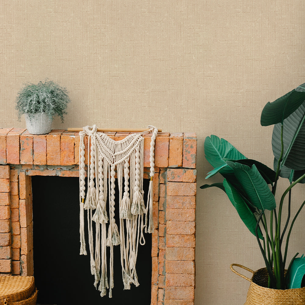 Self-Adhesive Faux Burlap Wallpaper Roll - Textured Peel & Stick Wallpaper for Farmhouse Decor, Accent Walls, Bedroom, Living Room, and Home Office