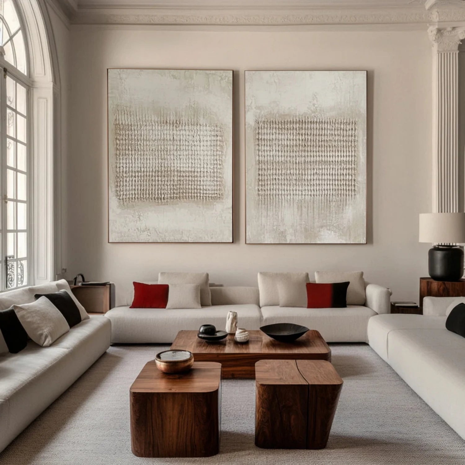Abstract Beige and Brown Wall Art Set of 2 - Modern Canvas Paintings for Living Room, Bedroom & Office Decor #BB155
