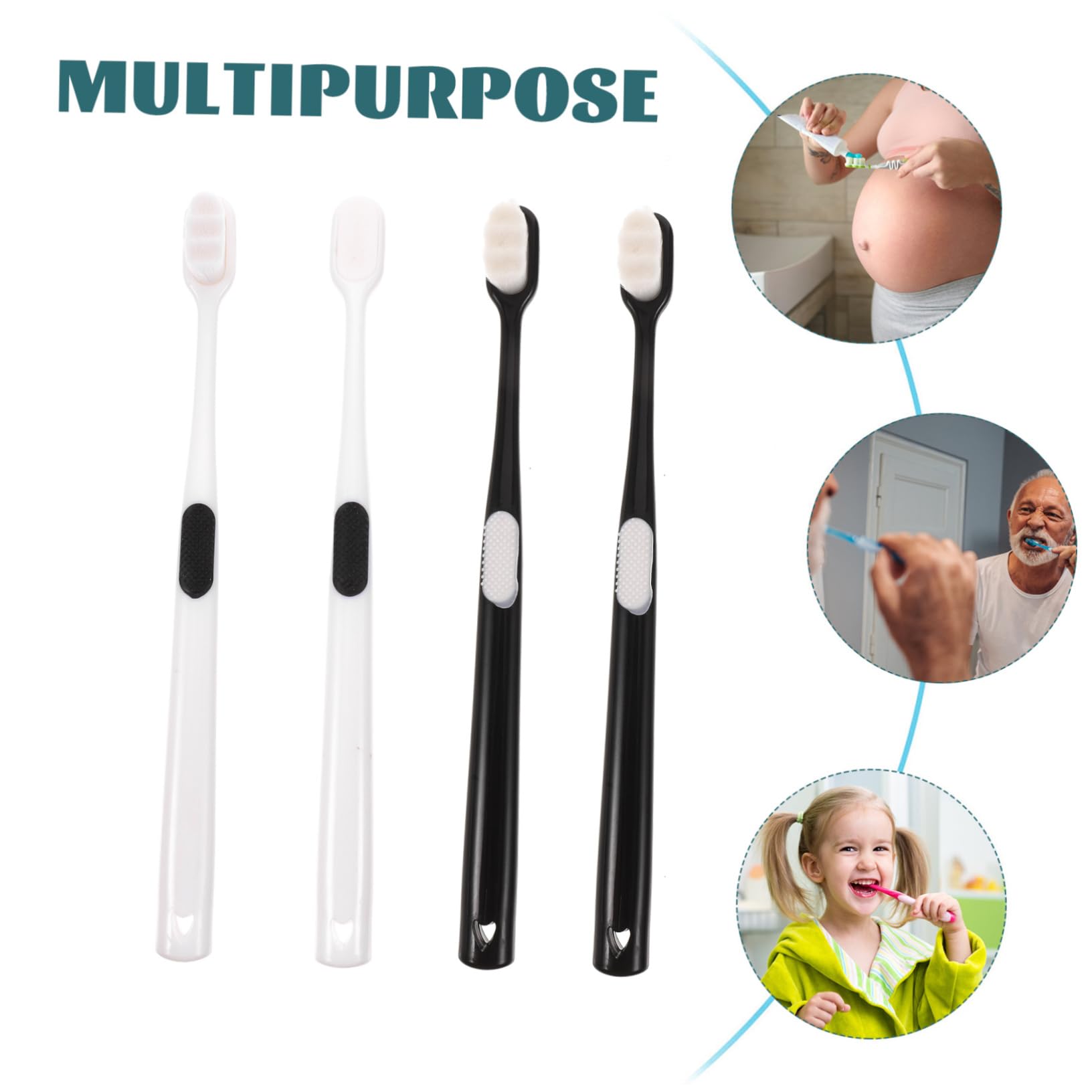 4-Pack Extra Soft Toothbrushes for Sensitive Gums - 10,000 Micro Bristles Manual Toothbrushes for Kids & Adults - Gentle Cleaning for Daily Oral Care & Travel
