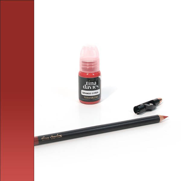 Perma Blend Tina Davies Orange Coral Tattoo Pencil & Pigment - Professional Semi-Permanent Makeup for Eyebrows & Lips | Perfect for Tattoo Artists & Beauty Professionals