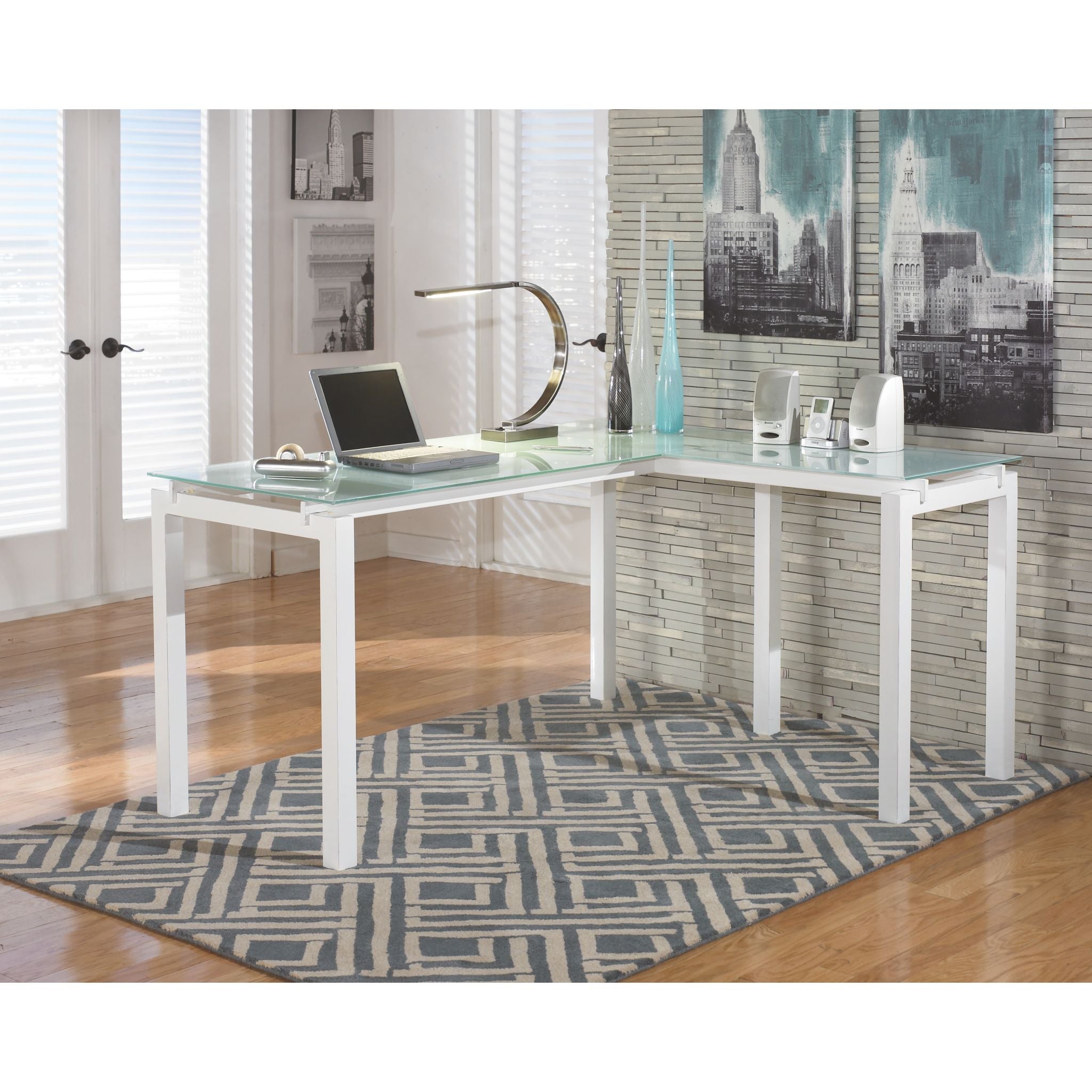 Baraga 2-Piece Home Office Set in White - Modern Computer Desk & Storage Cabinet for Small Spaces | Perfect for Home Office, Study Room or Dormitory Workspace