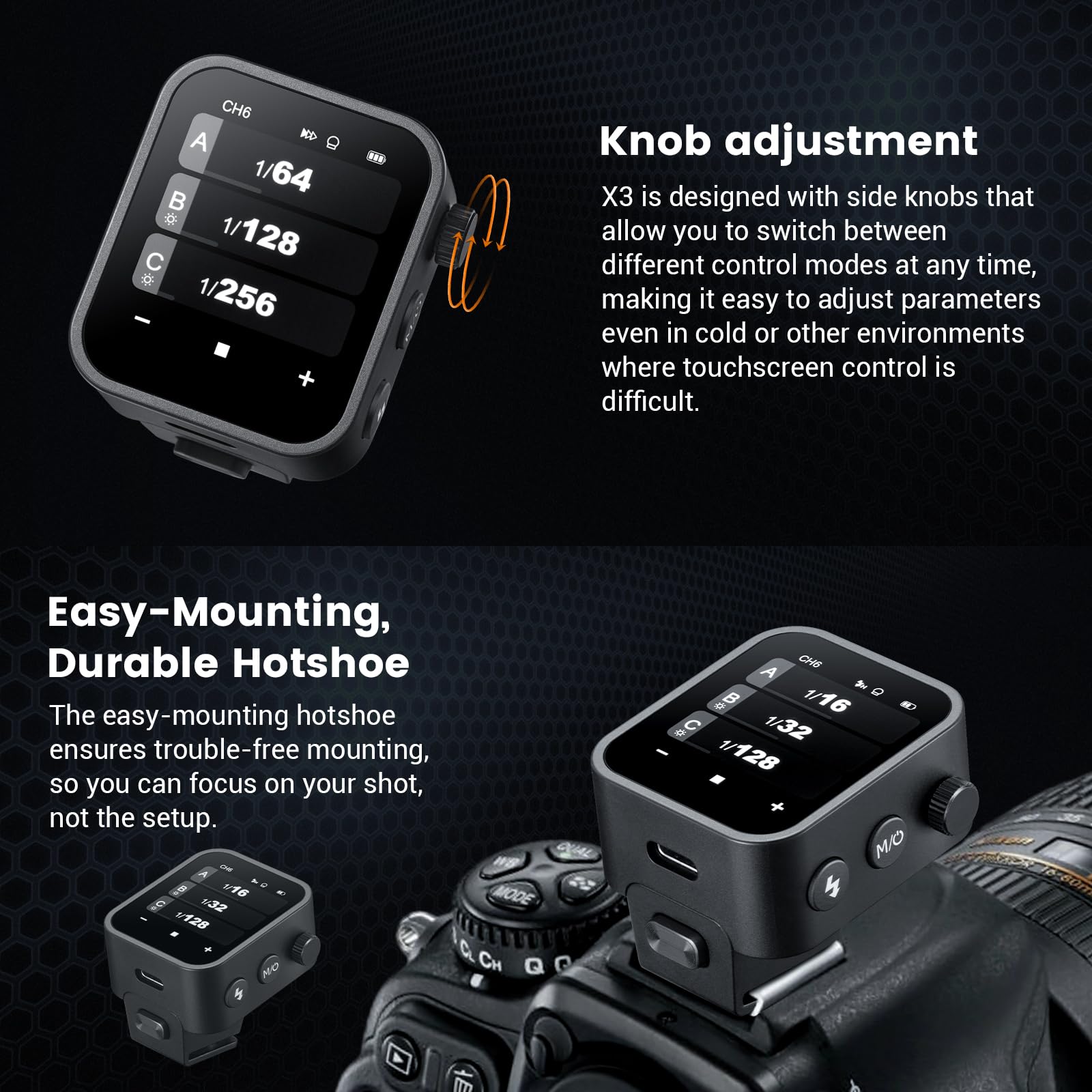 Godox X3N TTL Wireless Flash Trigger for Nikon DSLR Cameras - 2.4G Touchscreen Transmitter with TTL Auto/Manual/Multi Flash Modes, Built-in Lithium Battery & HD OLED Display - Perfect for Wedding, Portrait, and Studio Photography
