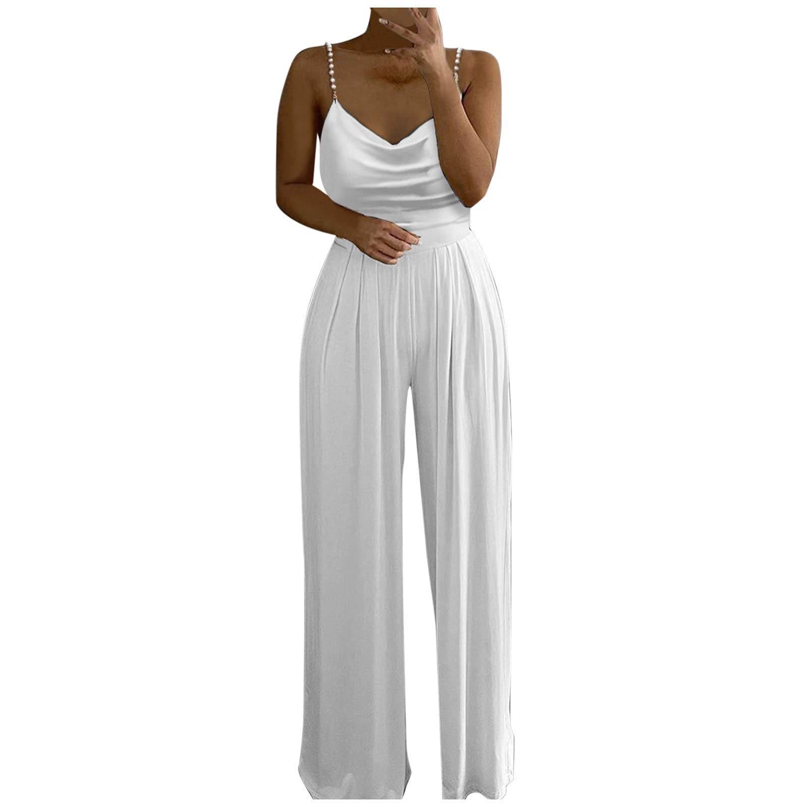 Gibobby Women's Summer Jumpsuit - Short Sleeve Crewneck Romper with Drawstring Elastic Waist | Casual & Dressy Outfit for Beach, Vacation & Everyday Wear